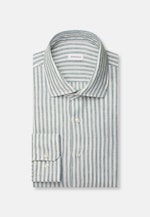 Regular Leinenhemd Gestreift in Türkis |  Seidensticker Onlineshop