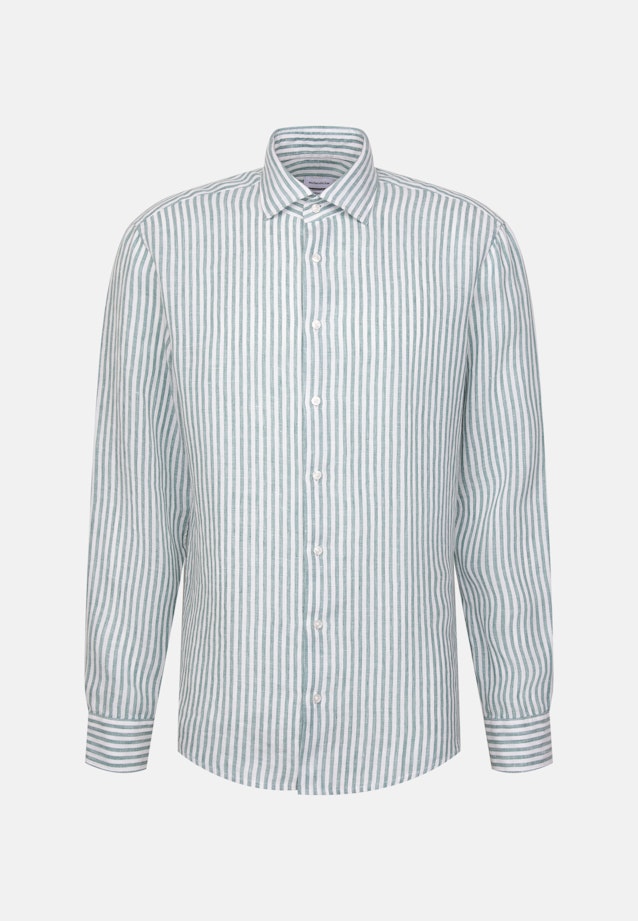 Regular Chemise en lin Rayures in Turquoise |  Seidensticker Onlineshop