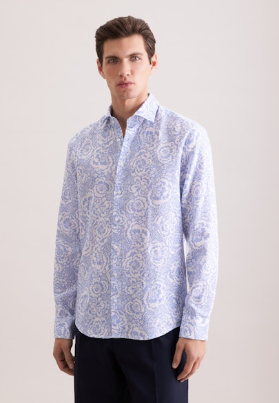 Regular Chemise en lin Imprimé in Bleu Clair |  Seidensticker Onlineshop