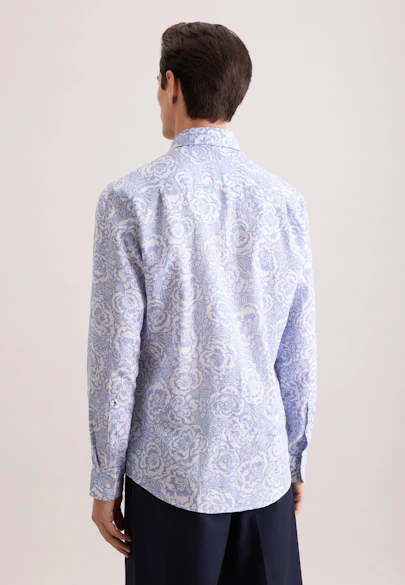 Regular Leinenhemd Druck in Hellblau |  Seidensticker Onlineshop