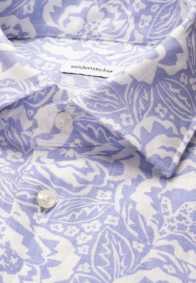 Regular Leinenhemd Druck in Hellblau | Seidensticker Onlineshop