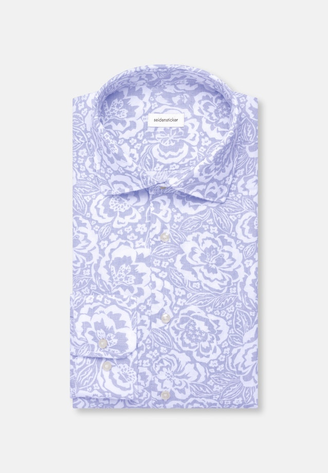 Regular Leinenhemd Druck in Hellblau |  Seidensticker Onlineshop