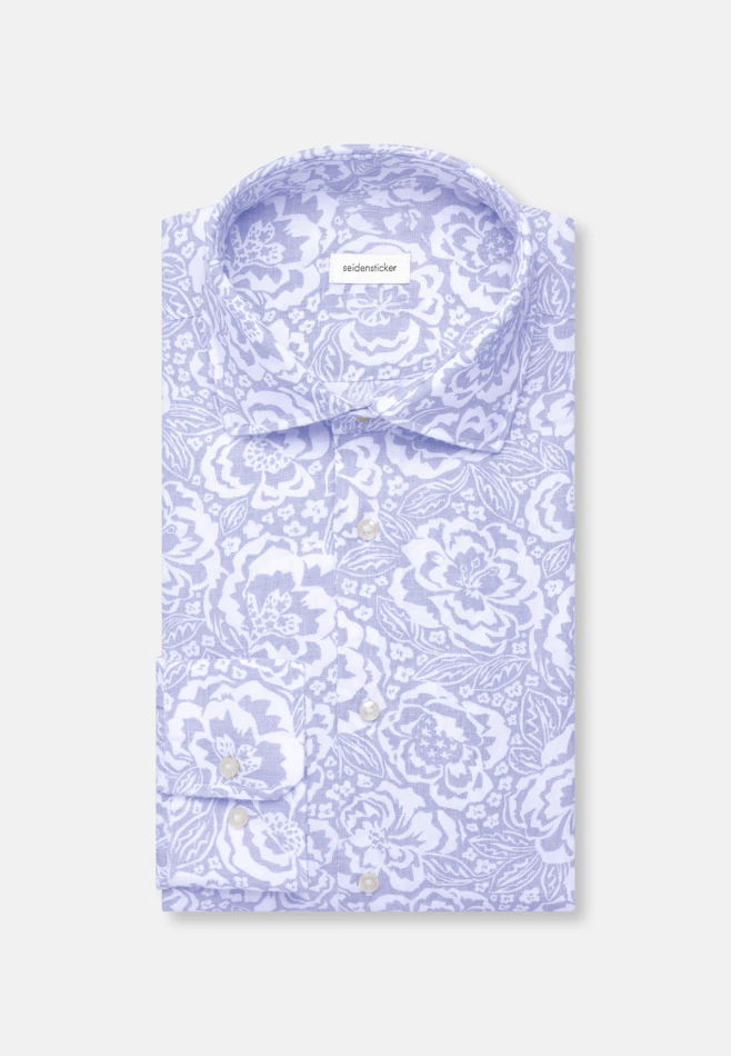 Regular Leinenhemd Druck in Hellblau | Seidensticker Onlineshop