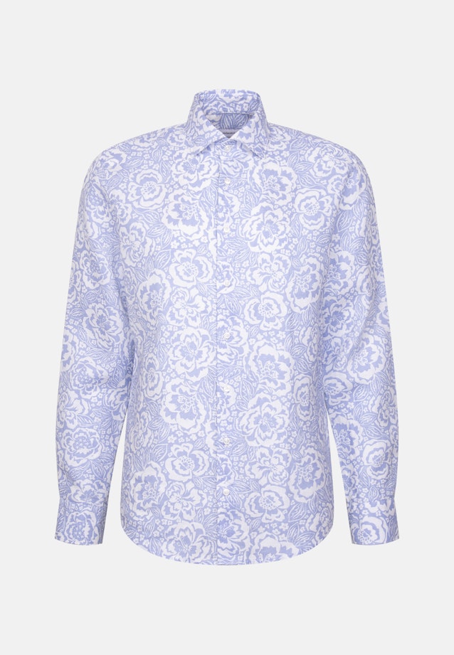 Regular Leinenhemd Druck in Hellblau |  Seidensticker Onlineshop