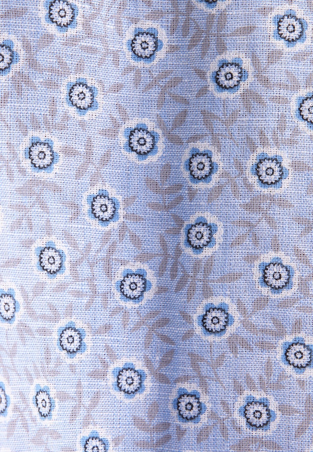 Regular Leinenhemd Druck in Mittelblau |  Seidensticker Onlineshop