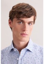 Regular Leinenhemd Druck in Mittelblau |  Seidensticker Onlineshop