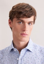 Regular Leinenhemd Druck in Mittelblau |  Seidensticker Onlineshop