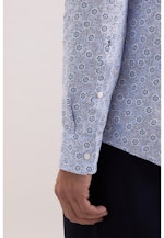 Regular Leinenhemd Druck in Mittelblau |  Seidensticker Onlineshop