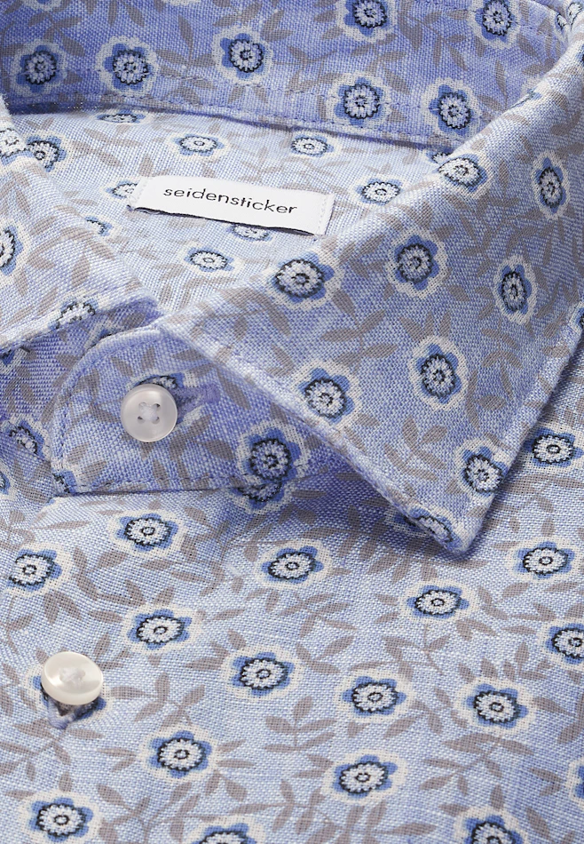 Regular Chemise en lin Imprimé dans Bleu Moyen | Boutique en ligne Seidensticker