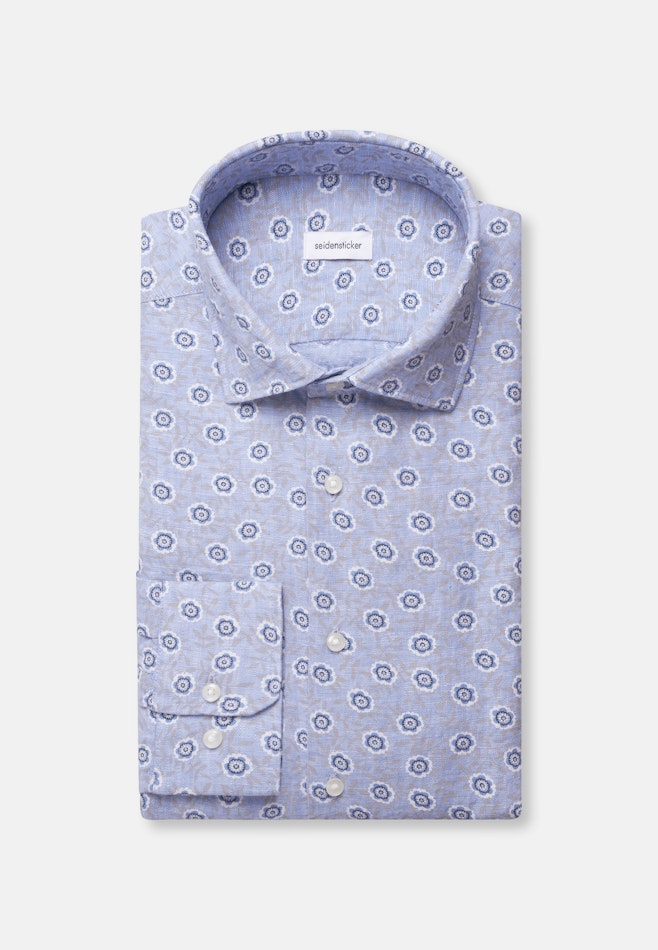 Regular Linen shirt Print in Mittelblau | Seidensticker online shop