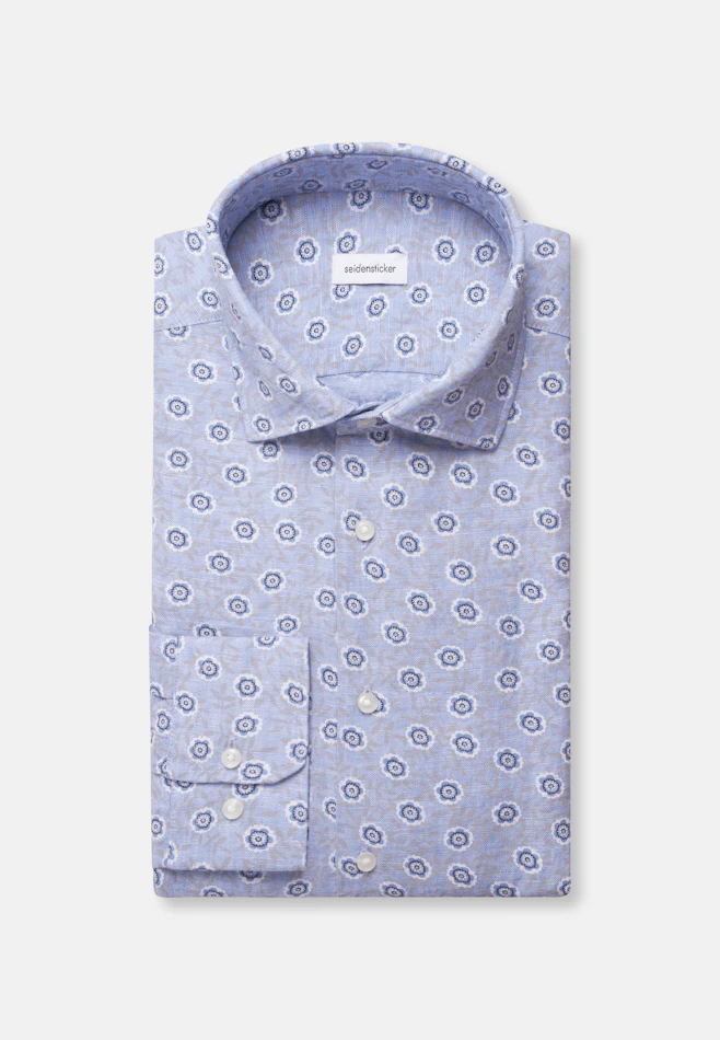 Regular Chemise en lin Imprimé dans Bleu Moyen | Boutique en ligne Seidensticker
