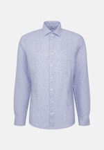 Regular Leinenhemd Druck in Mittelblau |  Seidensticker Onlineshop