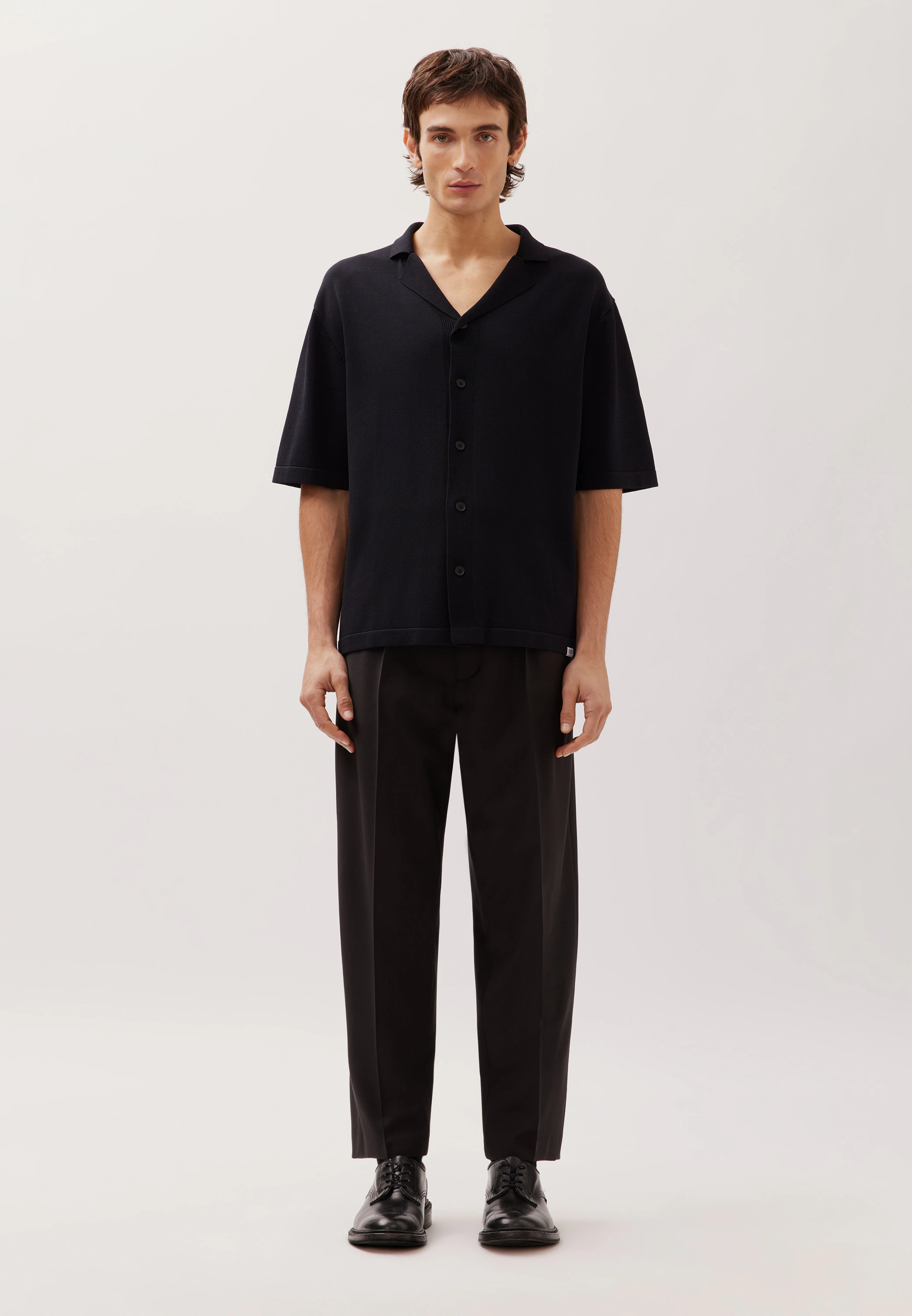 Resort Shirt aus Viskose/Nylon Schwarz