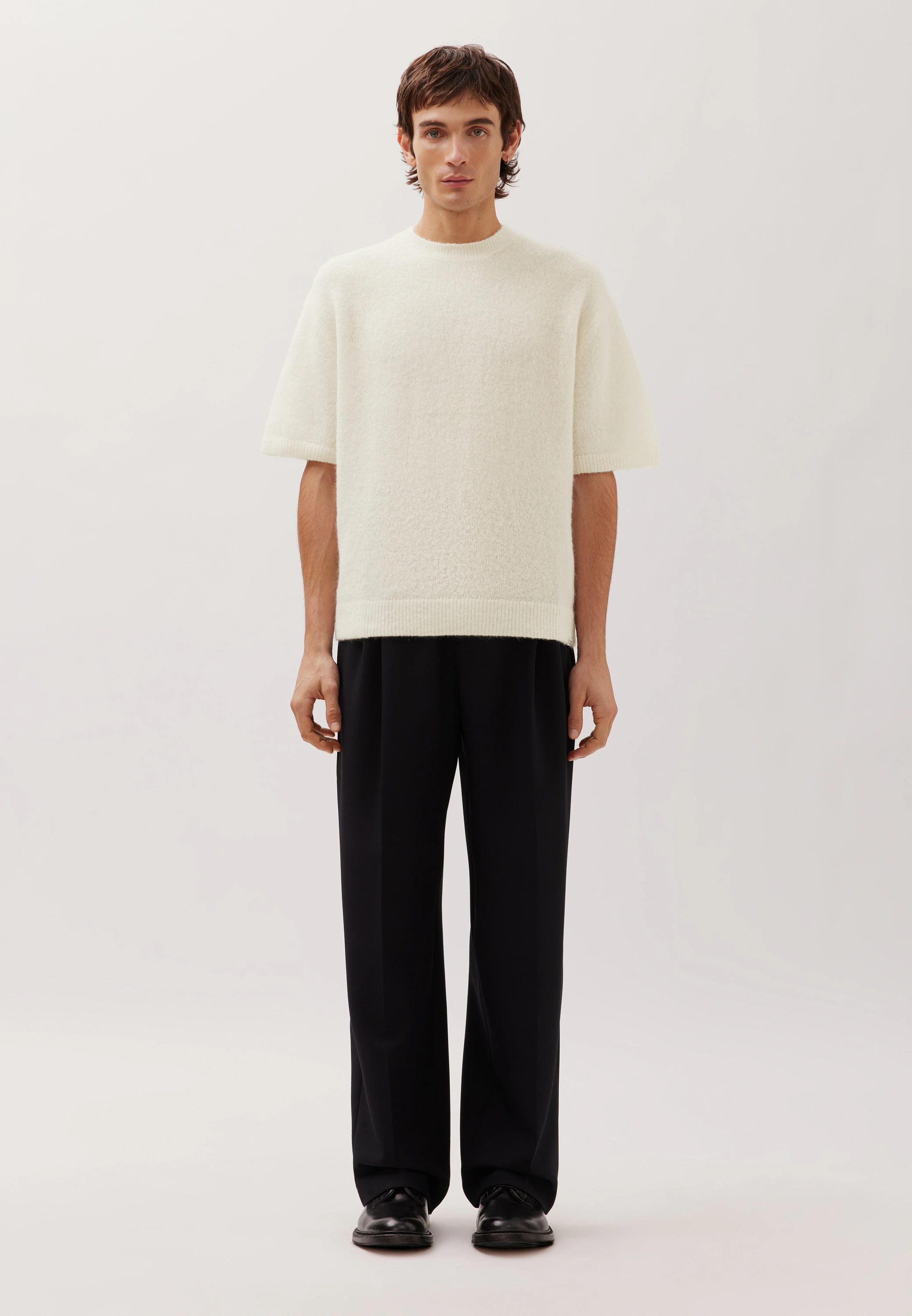 Rundhals T-Shirt mit Mohair Ecru M