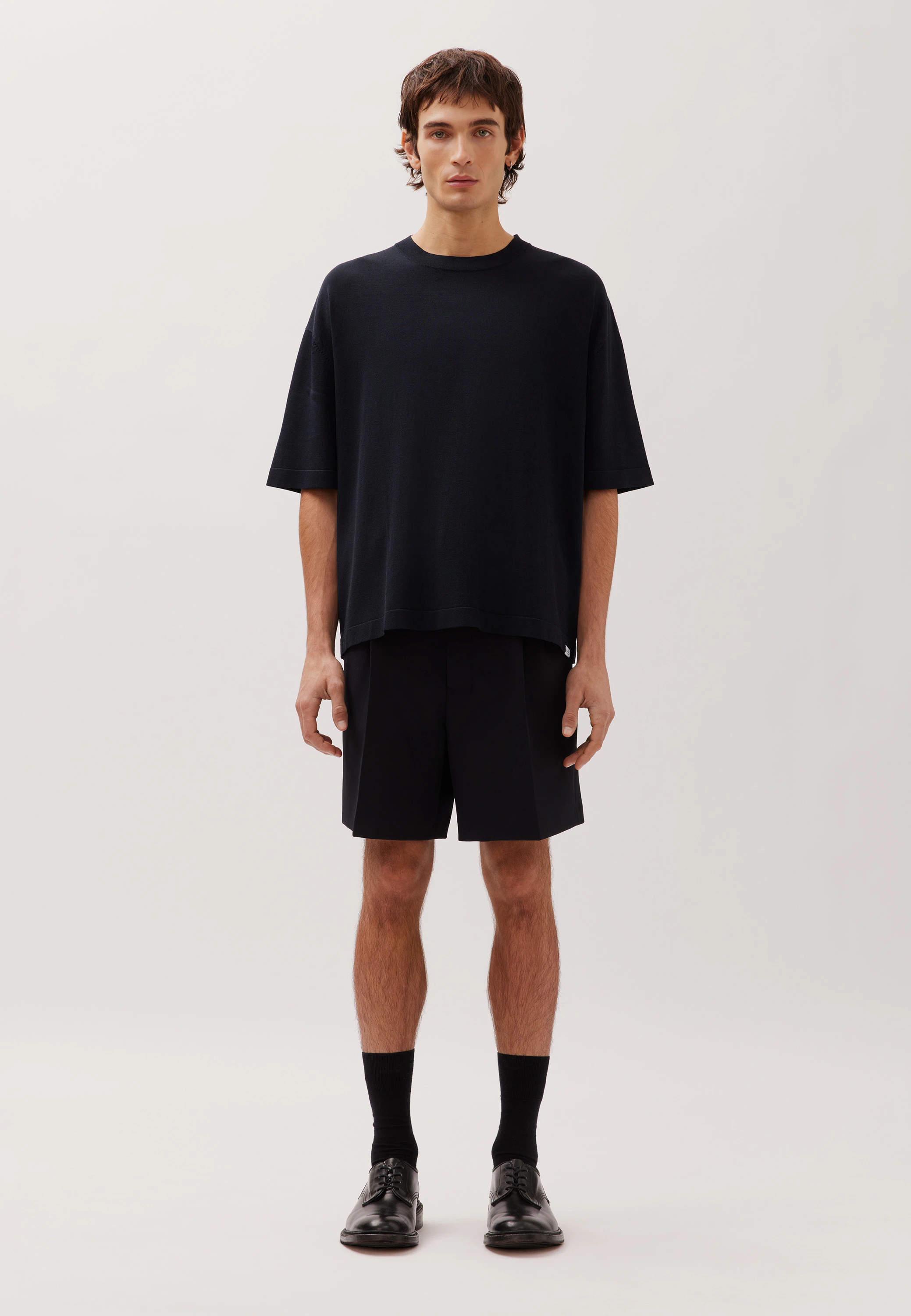 Rundhals T-Shirt aus Viskose/Nylon Schwarz S