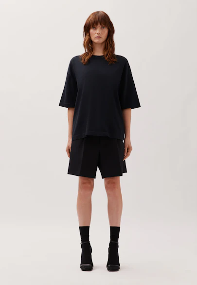 Rundhals T-Shirt aus Viskose/Nylon in Schwarz |  Seidensticker Onlineshop