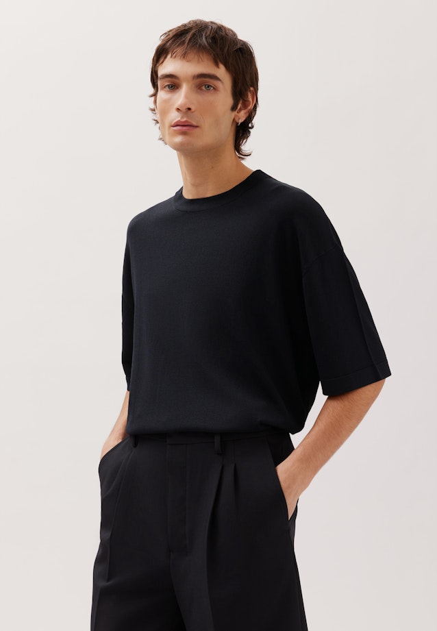 Regular T-Shirt en maille Uni in Noir |  Seidensticker Onlineshop