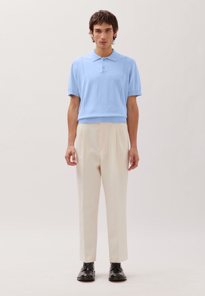 Kurzarm Poloshirt aus Baumwolle/Seide in Hellblau | Seidensticker Onlineshop