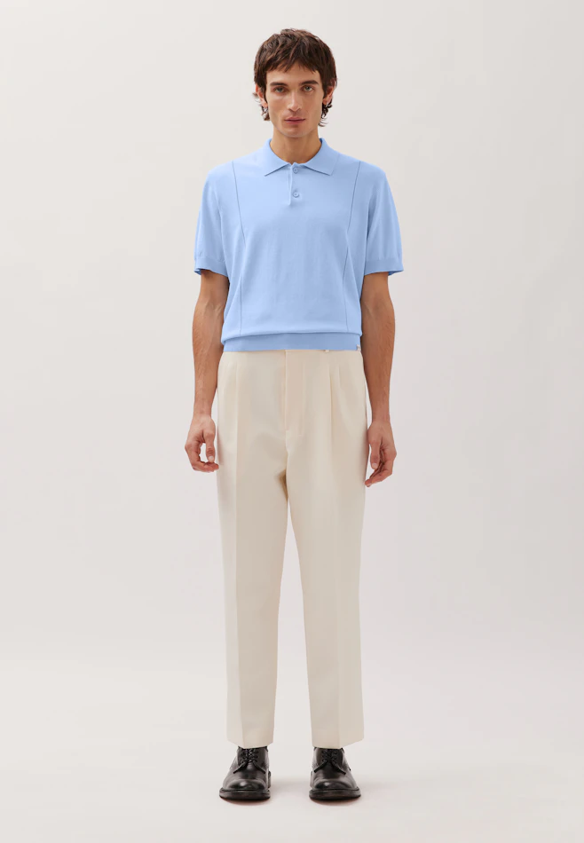 Kurzarm Poloshirt aus Baumwolle/Seide in Hellblau | Seidensticker online shop