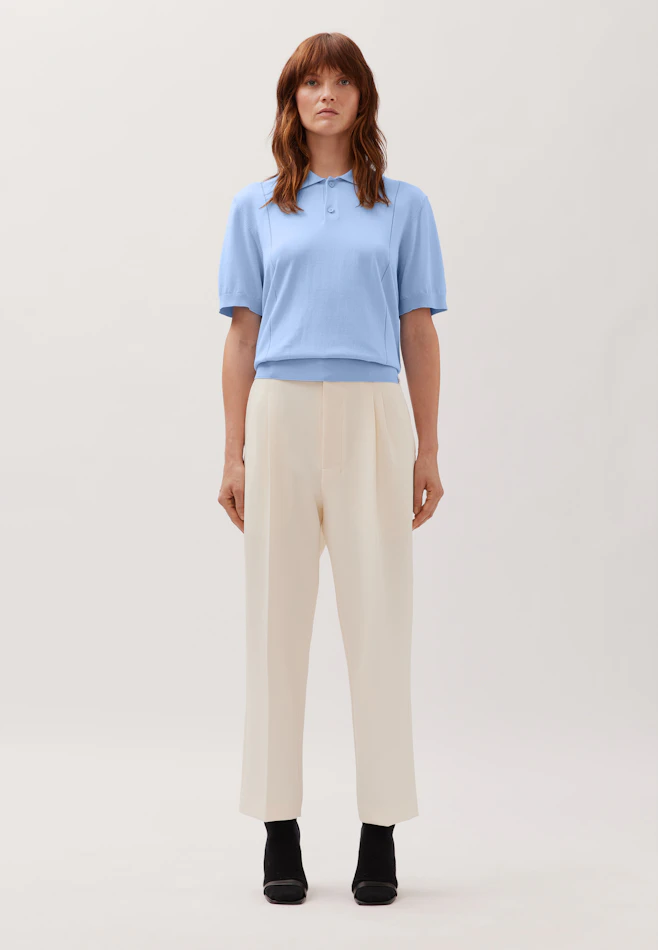 Kurzarm Poloshirt aus Baumwolle/Seide in Hellblau | Seidensticker online shop