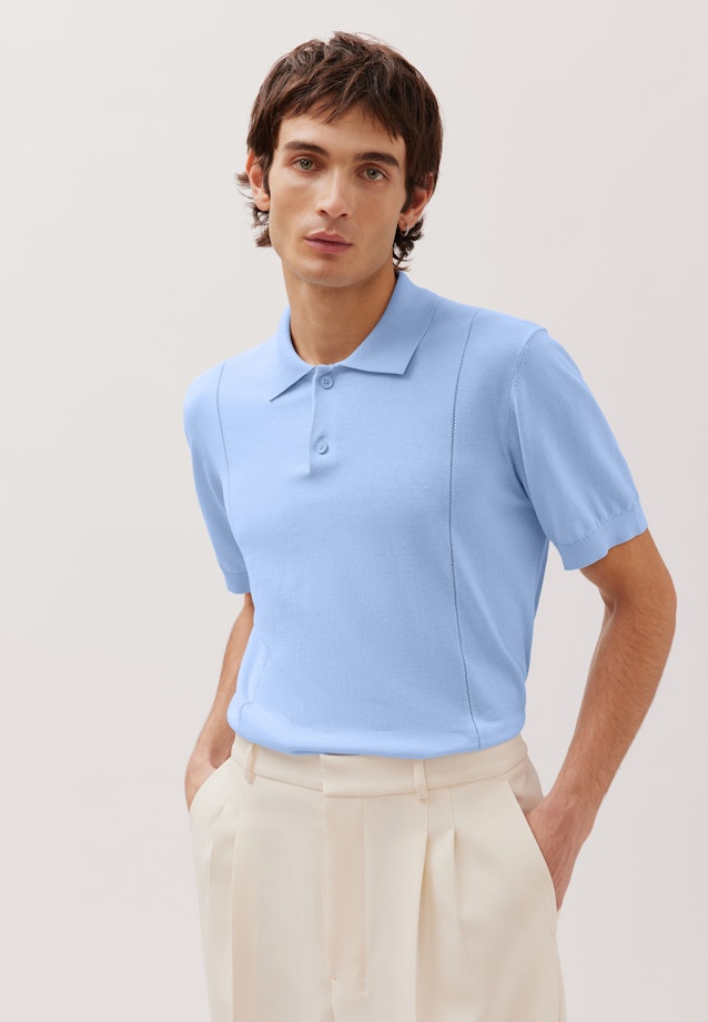 Regular Polo en maille Uni in Bleu Clair |  Seidensticker Onlineshop
