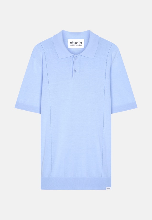 Kurzarm Poloshirt aus Baumwolle/Seide in Hellblau |  Seidensticker Onlineshop