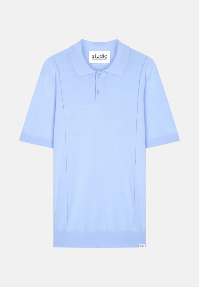 Kurzarm Poloshirt aus Baumwolle/Seide in Hellblau |  Seidensticker Onlineshop