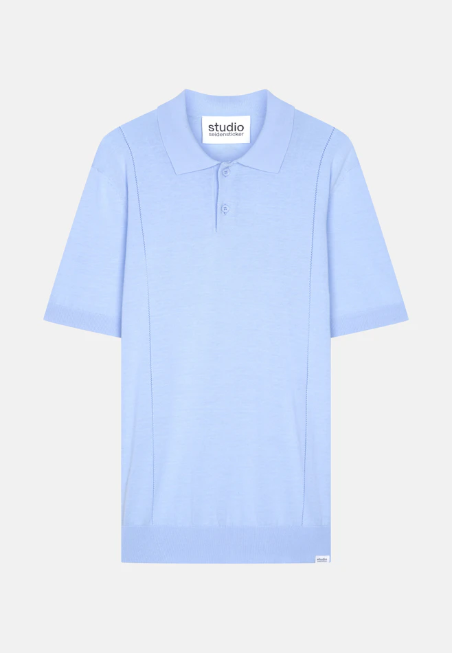 Polo à manches courtes en coton/soie dans Bleu Clair | Boutique en ligne Seidensticker