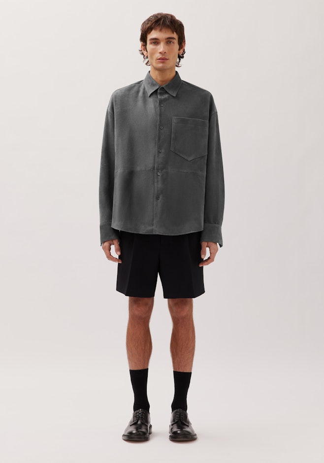 Oversized Boxy Hemd aus Velours Leder in Grau | Seidensticker Onlineshop