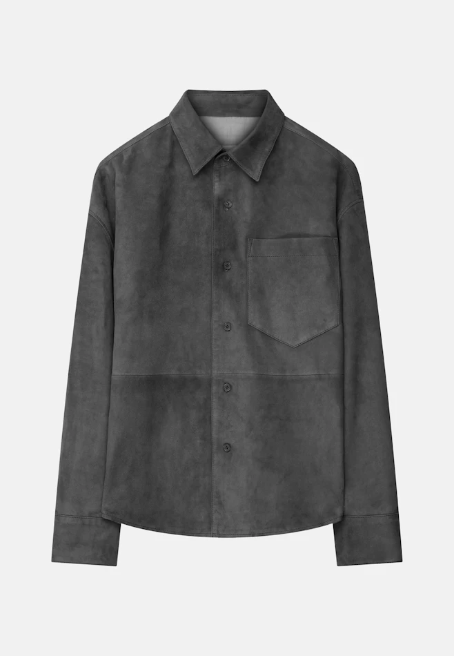 Chemise trop grande et carrée en cuir de daim dans Gris | Boutique en ligne Seidensticker