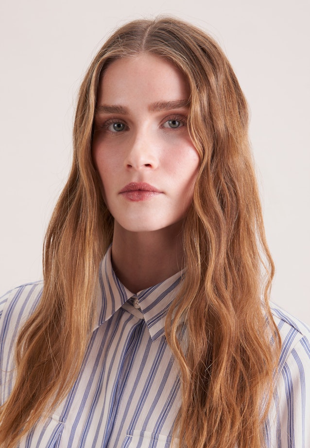 Hemdblusenkleid mit Taillengürtel aus Leinen Mix in Mittelblau |  Seidensticker Onlineshop