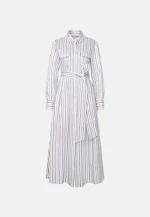 Wide-swinging shirt dress with linen belt mix, slim in Mittelblau |  Seidensticker Onlineshop