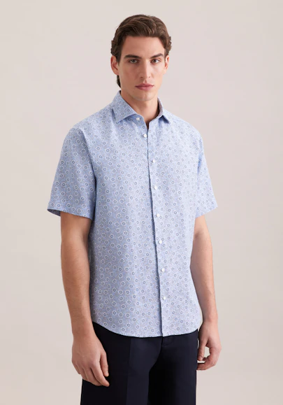 Regular Chemise en lin Imprimé in Bleu Moyen | Seidensticker Onlineshop