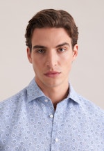 Regular Leinenhemd Druck in Mittelblau |  Seidensticker Onlineshop