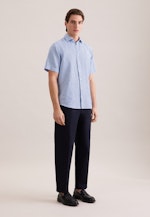 Regular Leinenhemd Druck in Mittelblau |  Seidensticker Onlineshop