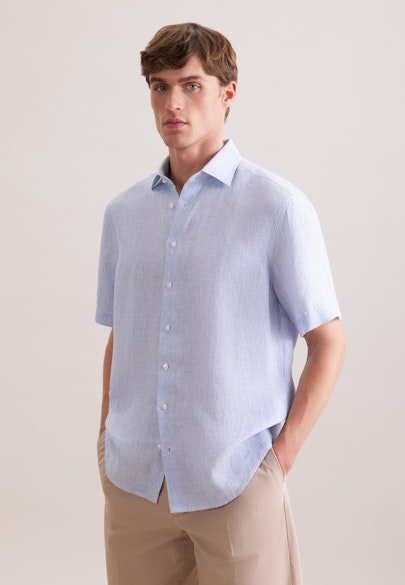 Regular Chemise en lin Rayures in Bleu Moyen |  Seidensticker Onlineshop