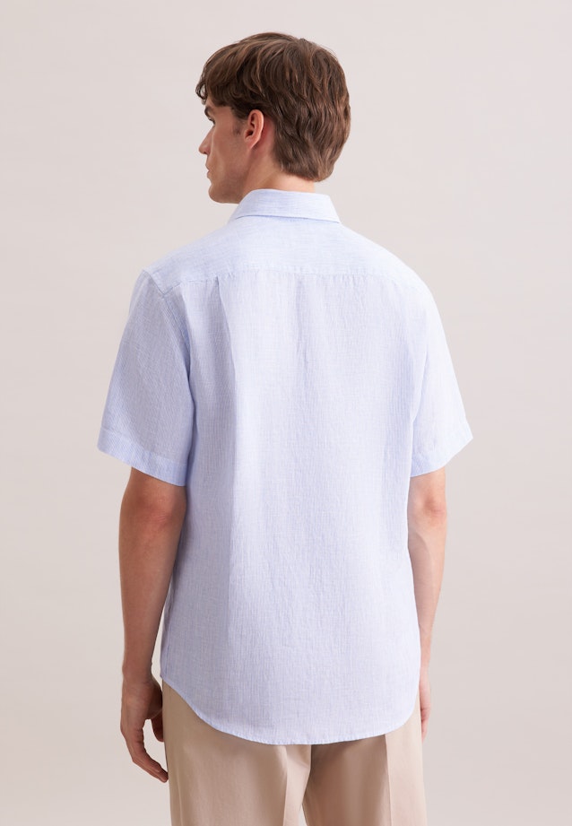 Regular Leinenhemd Gestreift in Mittelblau |  Seidensticker Onlineshop
