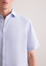 Regular Leinenhemd Gestreift in Mittelblau |  Seidensticker Onlineshop
