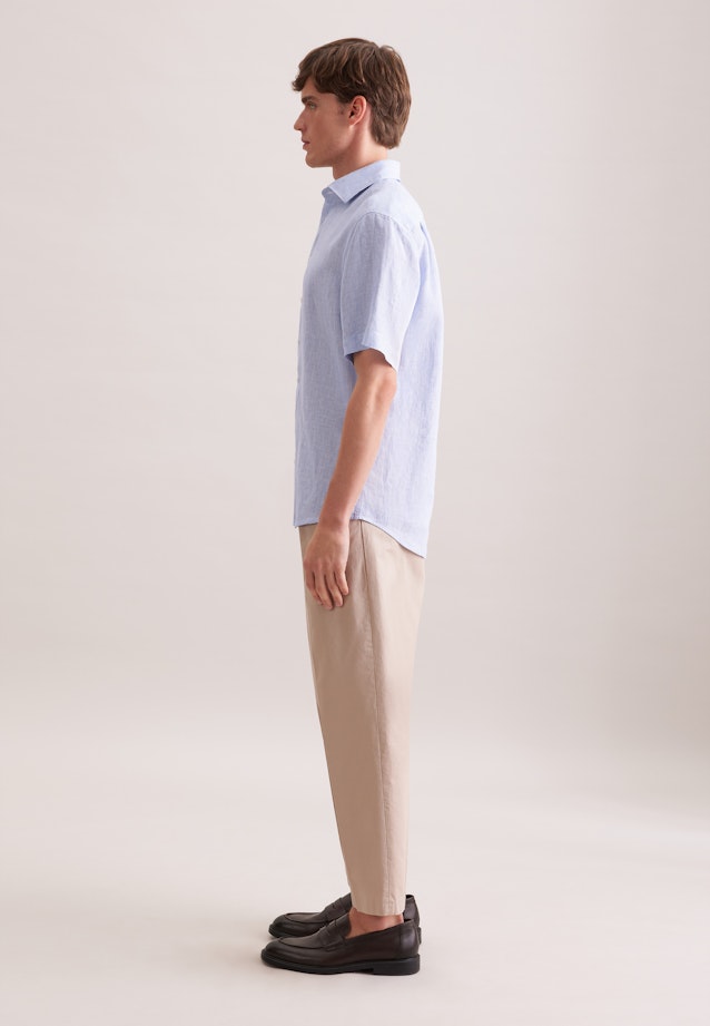 Regular Leinenhemd Gestreift in Mittelblau |  Seidensticker Onlineshop