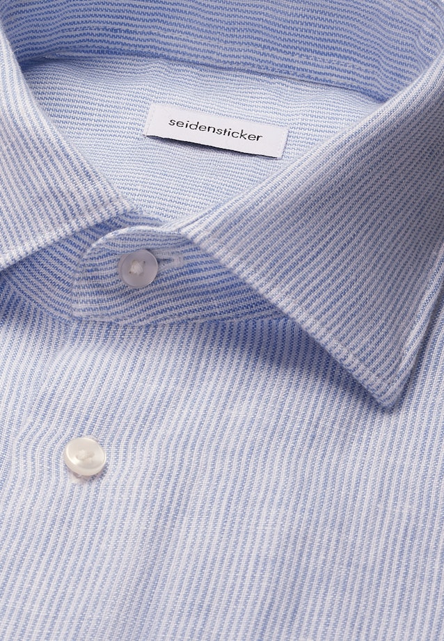 Regular Leinenhemd Gestreift in Mittelblau |  Seidensticker Onlineshop