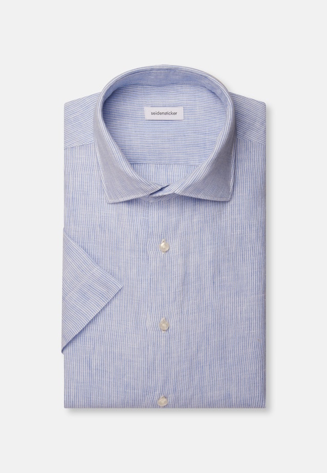 Regular Leinenhemd Gestreift in Mittelblau |  Seidensticker Onlineshop