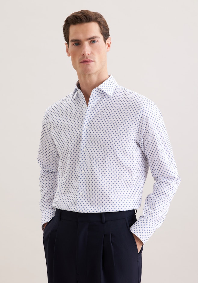 Regular Chemise d'affaires Imprimé dans Bleu Moyen | Boutique en ligne Seidensticker