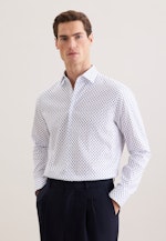 Regular Business shirt Print in Mittelblau |  Seidensticker Onlineshop