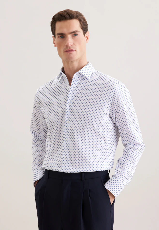 Regular Business shirt Print in Mittelblau | Seidensticker online shop