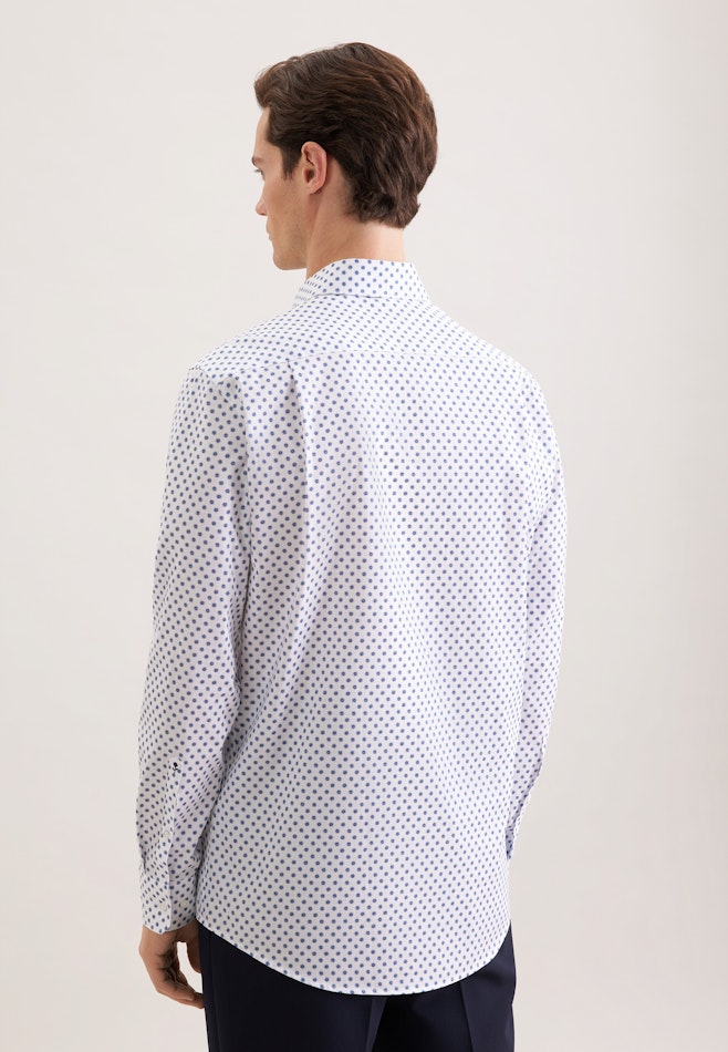 Regular Business shirt Print in Mittelblau | Seidensticker online shop