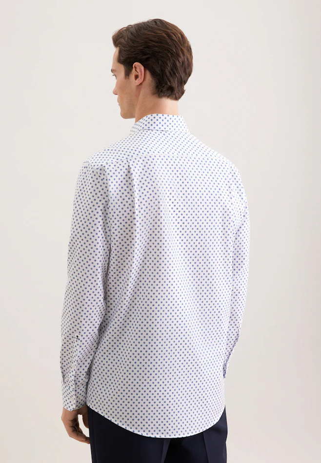 Regular Business shirt Print in Mittelblau | Seidensticker online shop