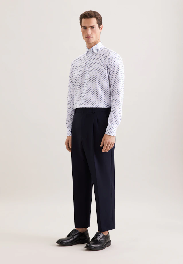 Regular Business shirt Print in Mittelblau |  Seidensticker Onlineshop