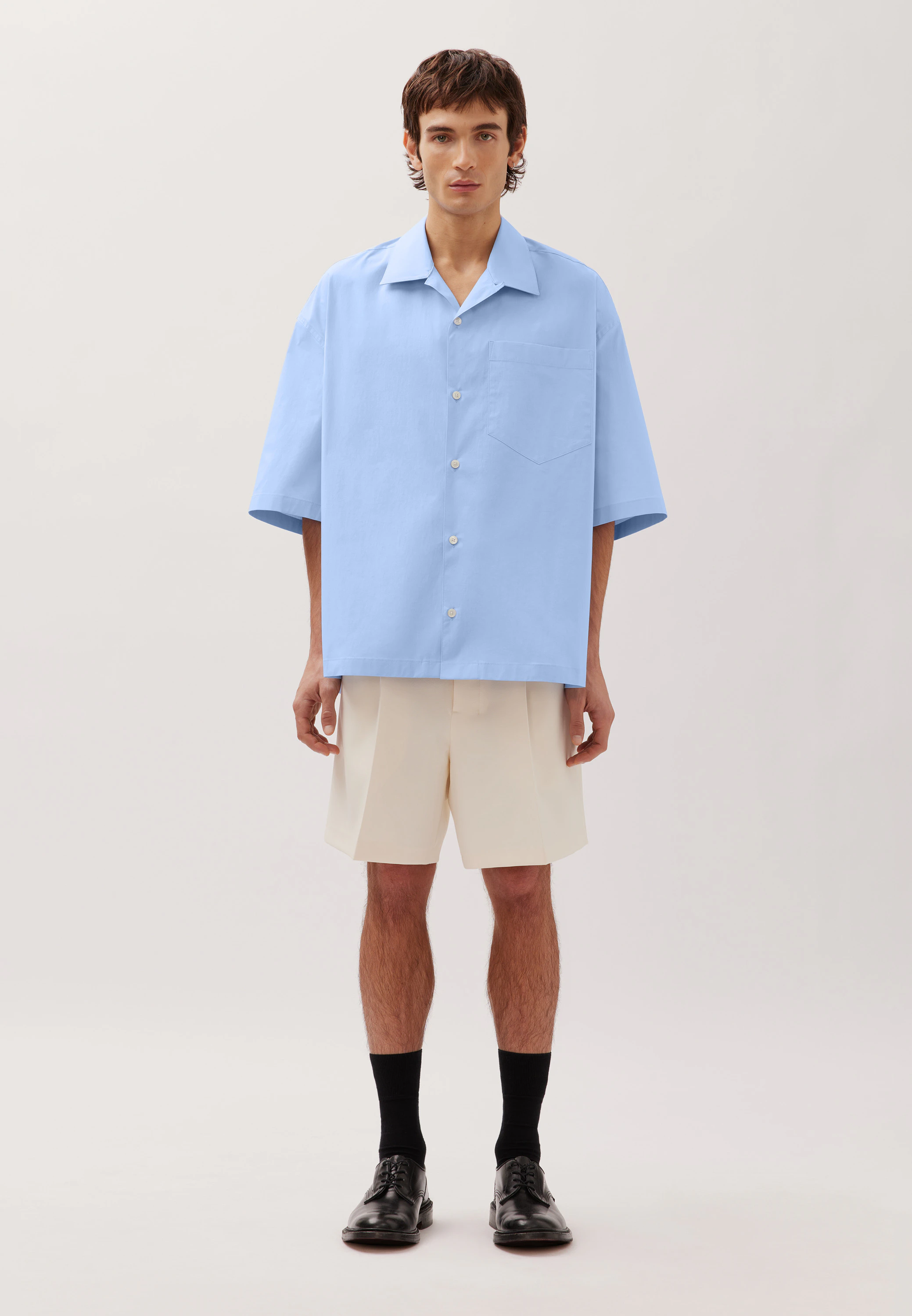 Oversized Resort Hemd aus Baumwolle Blau XXL