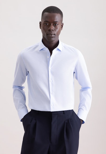 X-Slim Chemise d'affaires Structure in Bleu Moyen |  Seidensticker Onlineshop
