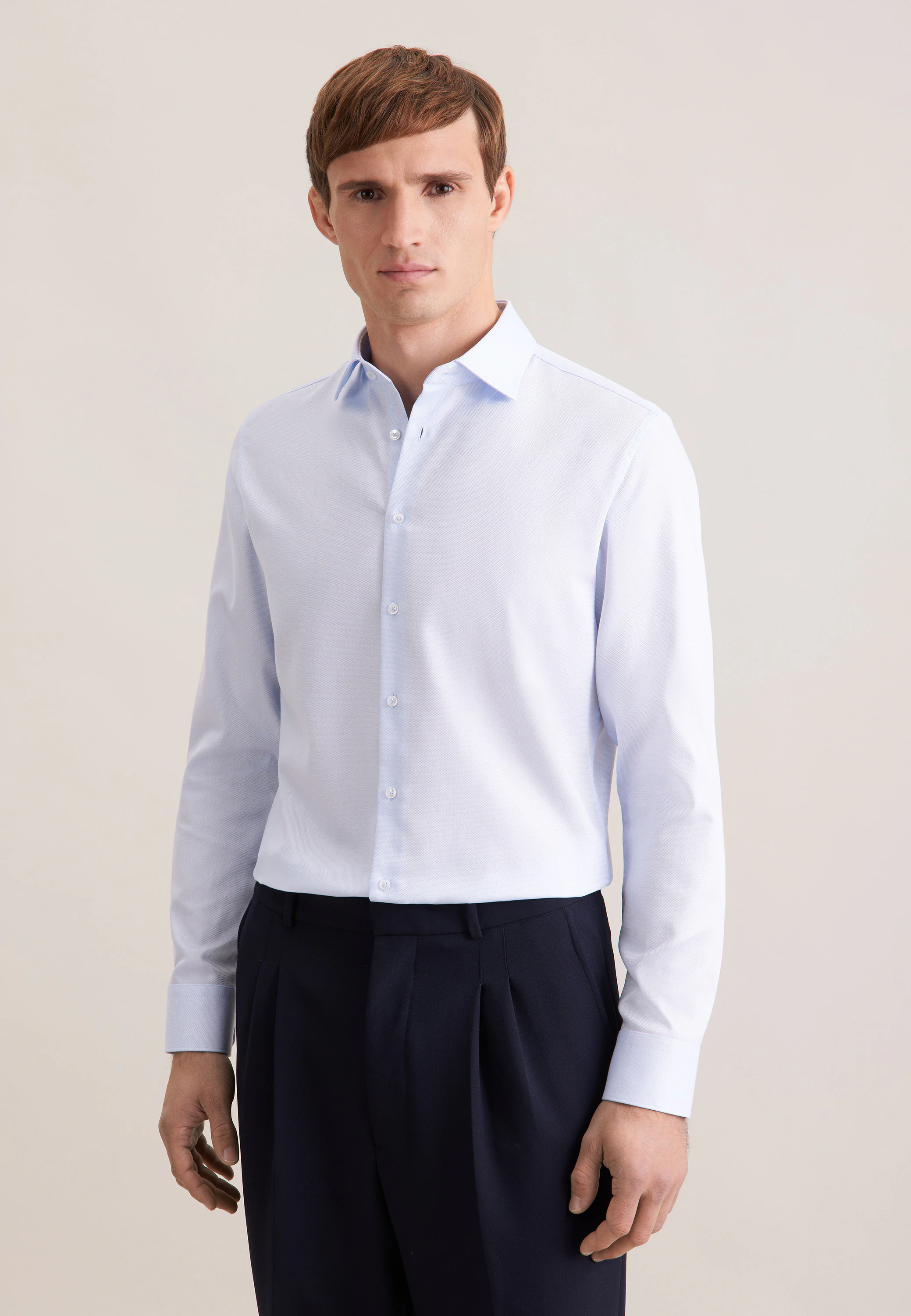 Slim Business Hemd Struktur Blau 45